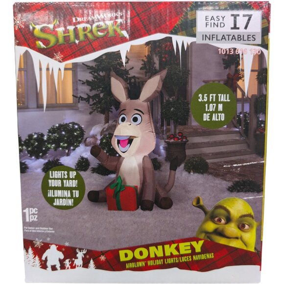 3.5 Ft SHREK Donkey Christmas Inflatable LED Lights Up your Yard 2025 NEW - Picture 1 of 1